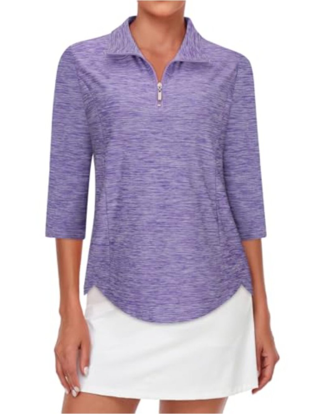 Women's Quarter Zip Golf Polo 3/4 Sleeve Moisture Wicking UPF 50 Athletic Top